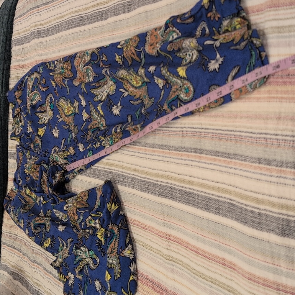 LOFT Blue Paisley Pants Size 10 Petite - Picture 5 of 5